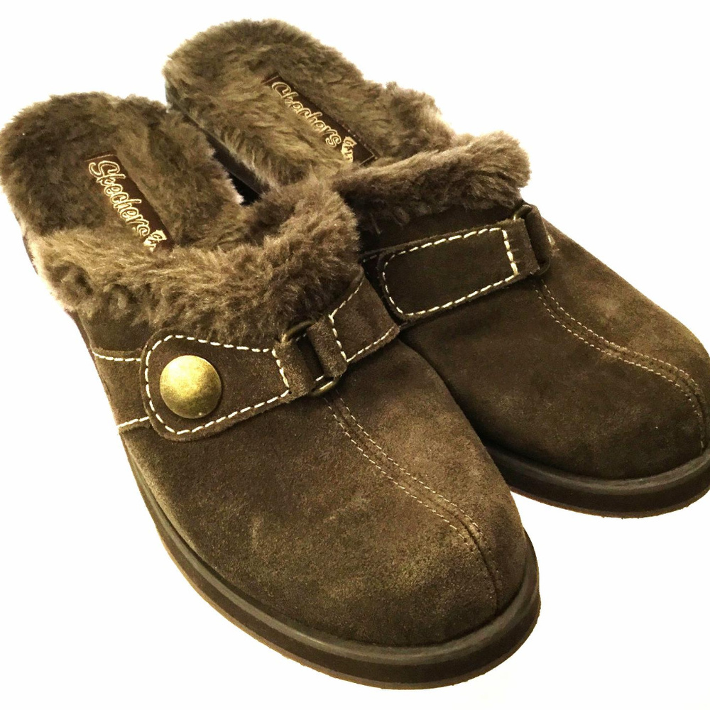 Skechers Cali Women Faux Fur Slip On Mules Sz 6